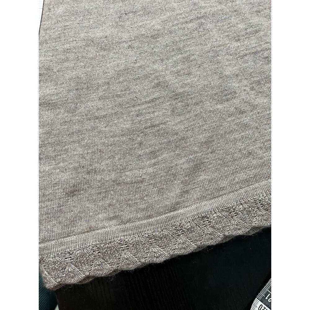 Soft& Warm Neutral Merino Wool Blend Sweater Dressw/Crochet Details by Tahari - Picture 7 of 9